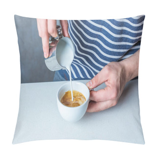 Personality  Man Pouring Milk Into Coffee Pillow Covers