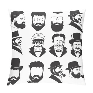 Personality  Set Of Gentleman's Faces. Pillow Covers