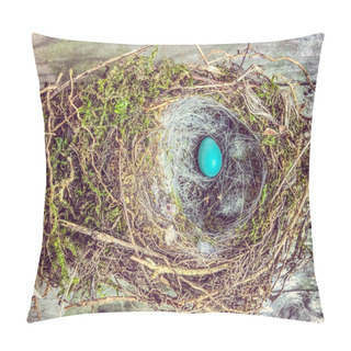 Personality  Bird's Nest With One Light Blue (azure) Egg Pillow Covers
