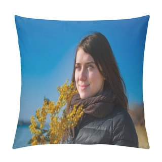 Personality  Girl With A Sprig Of Mimosa Pillow Covers