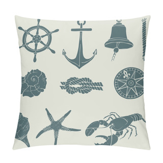 Personality  Hand Drawn Nautical Set, Vector Illustration Pillow Covers