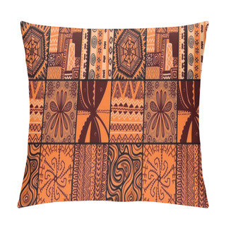 Personality  African Print, Seamless Vector Pattern In Traditional African Manner. Ethnic Ornament. Warm Browns Pillow Covers
