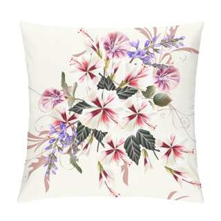 Personality  Vector Seamless Background With Hibiscus Flowers In Retro Style Pillow Covers