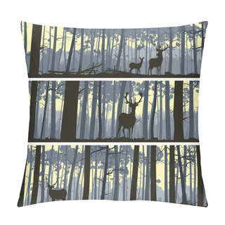 Personality  Horizontal Banners Of Wild Animals In Wood. Pillow Covers