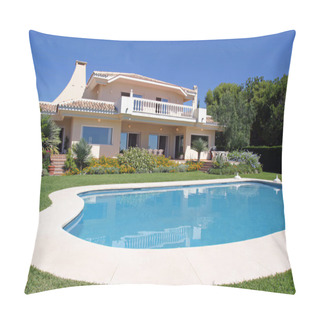 Personality  Luxury Swimming Pool And Exterior Of Villa In Spain Pillow Covers