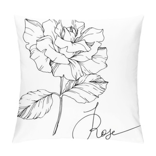 Personality  Beautiful Vector Rose Flower Isolated On White Background. Black And White Engraved Ink Art. Pillow Covers
