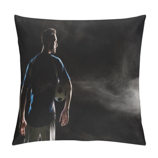 Personality  Silhouette Of Football Player Holding Ball On Black With Smoke   Pillow Covers