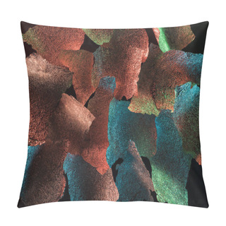 Personality  Abstract Background Of Ragged Foil With Colorful Illumination Isolated On Black Pillow Covers