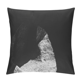 Personality  Black And White Cave Inside The Mountain. Abstract. Monochromatic Pillow Covers