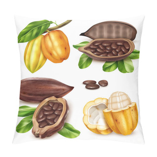 Personality  Realistic Cocoa Icon Set Pillow Covers