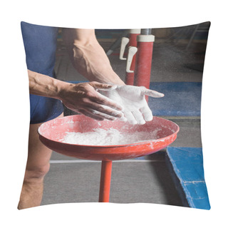 Personality  Male Gymnast Putting Chalk On Hands Pillow Covers