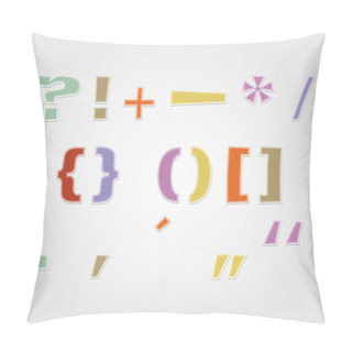 Personality  Set Of Colored Punctuation Marks And Signs, Vector Pillow Covers