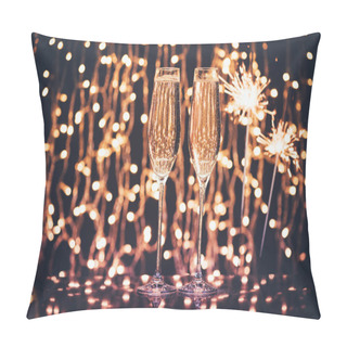 Personality  Glasses Of Champagne And Sparklers Pillow Covers