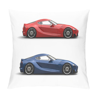 Personality  Modern Super Sports Cars - Red And Blue Pillow Covers