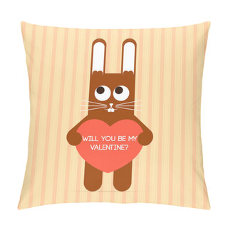Personality  Vector Cute Rabbit With Valentine Card. Pillow Covers
