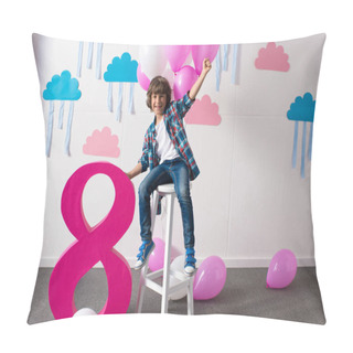 Personality  Happy Boy At Birthday Party Pillow Covers