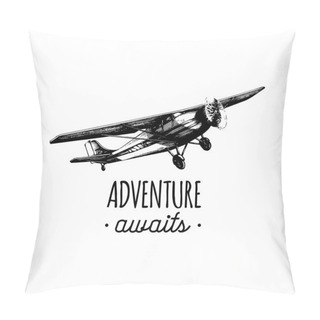 Personality  Adventure Logo With Old Airplane Pillow Covers
