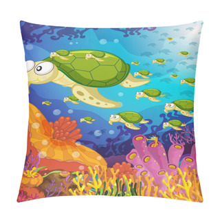 Personality  Tortoise In Water Pillow Covers