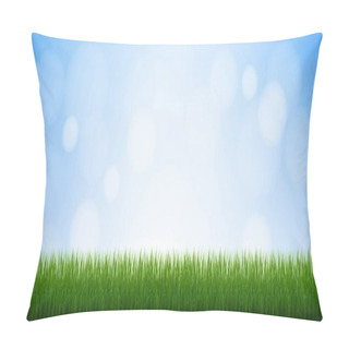 Personality  Green Grass Isolated Blue Background Pillow Covers