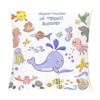 Personality  Collection Of Marine Animals And Fish. Pillow Covers