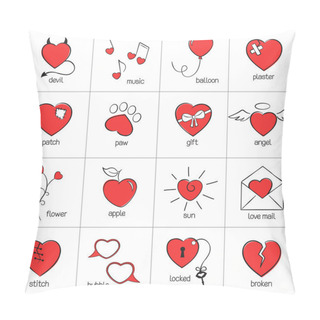 Personality  Hearts Icons Pillow Covers