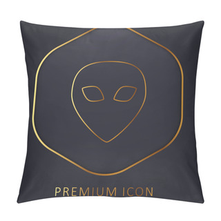 Personality  Alien Black Head Shape Golden Line Premium Logo Or Icon Pillow Covers