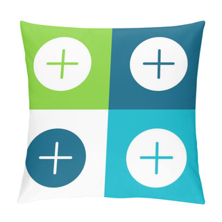 Personality  Add Flat Four Color Minimal Icon Set Pillow Covers