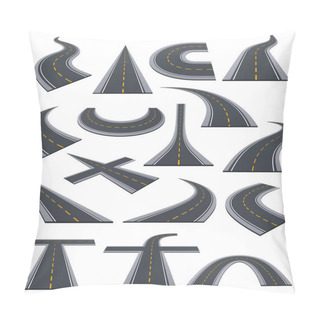 Personality  Set Of Various Types Of Asphalted Roads, Track, Highways, Turns. Pillow Covers