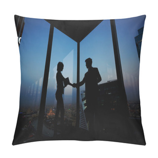Personality  Silhouettes Of Businesspeople Shaking Hands Pillow Covers