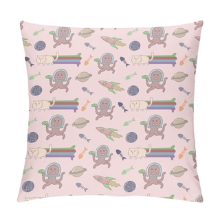 Personality  Cat And Alien Seamless Pattern Pillow Covers
