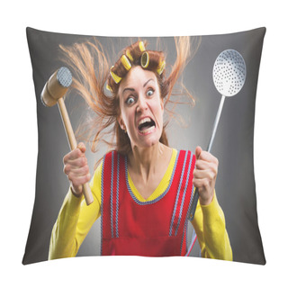 Personality  Crazy Housewife With Kitchen Tools Pillow Covers