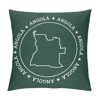 Personality White Chalk Texture Rubber Seal With People%27s Republic Of Angola Map On A Green Blackboard. Pillow Covers