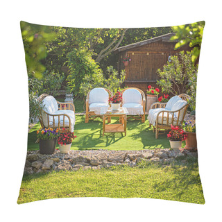 Personality  Cozy Garden Lounge Chairs With Pillows, Surrounded By Flowers Pillow Covers