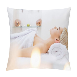 Personality  Attractive Young Woman Relaxing On Massage Table At Spa Salon Pillow Covers