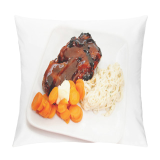 Personality  Delicious Summer Meal Of Pork Rib, Carrots And Pasta Pillow Covers
