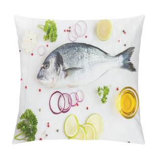 Personality  Fresh Raw Dorado Fish With Spices Pillow Covers