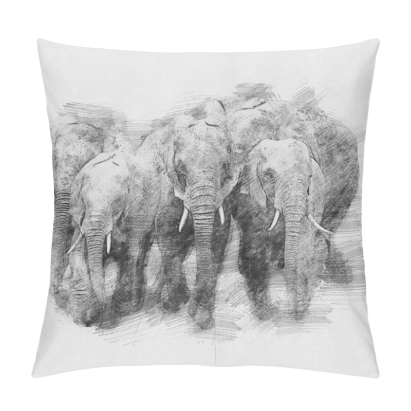 Personality  Elephant. Sketch with pencil pillow covers