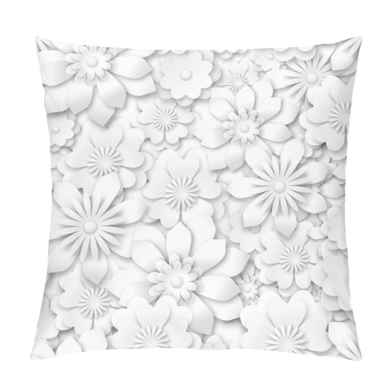 Personality  seamless pattern - white flowers with 3d effect pillow covers