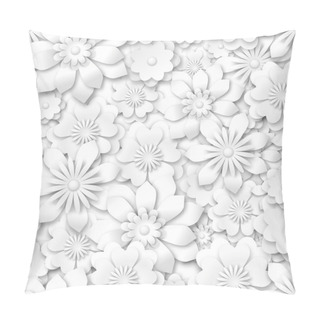Personality  Seamless Pattern - White Flowers With 3d Effect Pillow Covers