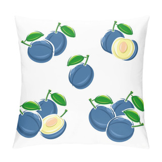 Personality  Plum Set. Vector Pillow Covers