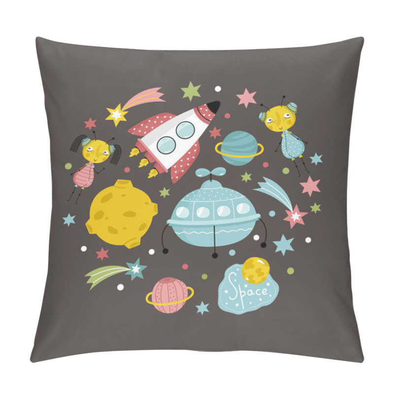Personality  Space Objects in Cartoon Style Vector Collection pillow covers