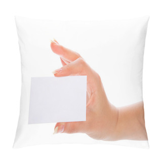 Personality  Hand Holding A Blank Business Card Pillow Covers