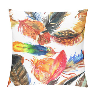 Personality  Watercolor Bird Feather Pattern From Wing. Pillow Covers