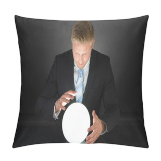 Personality  Businessman With Crystal Ball Pillow Covers
