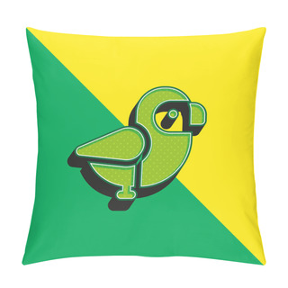 Personality  Bird Green And Yellow Modern 3d Vector Icon Logo Pillow Covers