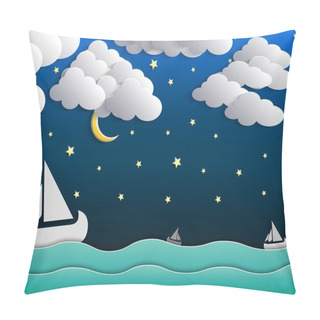 Personality  Night Background, Moon, Clouds And Stars On Dark Blue Sky On Ocean Pillow Covers