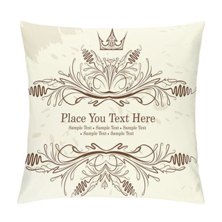 Personality  Vintage Frame With Crown. Pillow Covers
