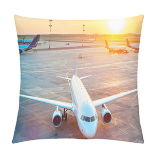 Personality  Planes At Airport At Sunset Pillow Covers