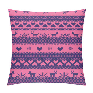 Personality  Abstract Winter Background With Hearts And Snowflakes Pillow Covers