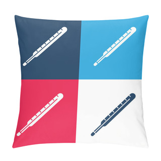 Personality  Body Thermometer Blue And Red Four Color Minimal Icon Set Pillow Covers